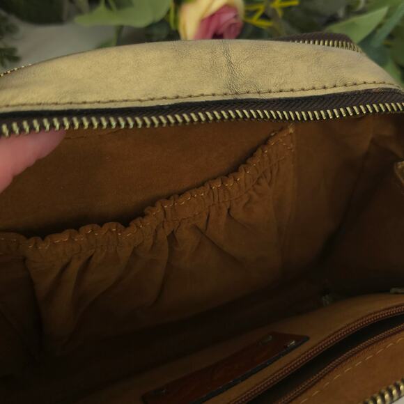 Patricia Nash Alessa Leather Crossbody Bag Antique Gold NWT - Picture 13 of 16